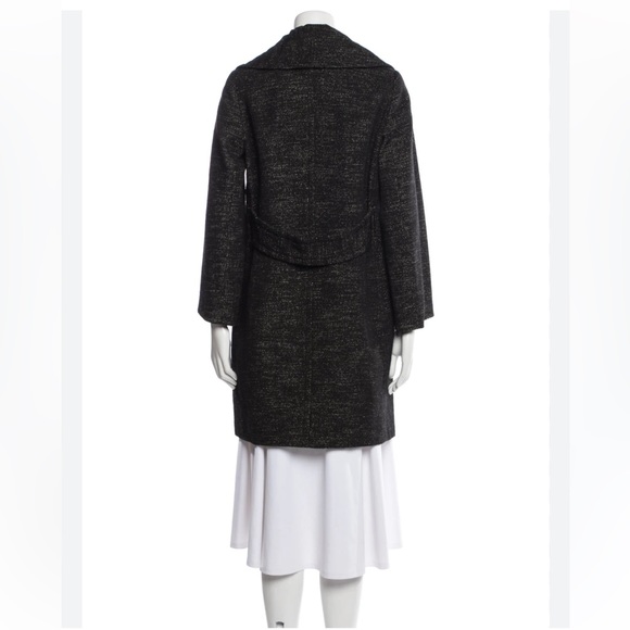 Nili Lotan Wool Blend Tweed PeaCoat Heather Black - Picture 2 of 6